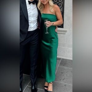 Green Satin Strapless Dress